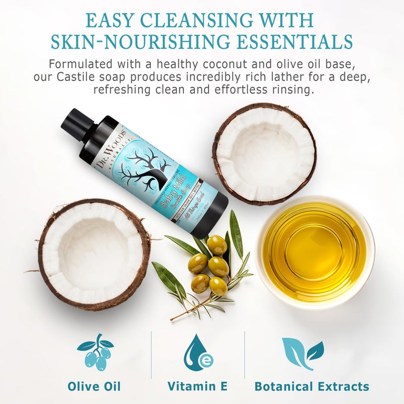 Dr. Woods Unscented Baby Mild Liquid Castile Soap - Gentle Cleanser with Organic Shea Butter, Natural Soap for Sensitive Skin - Paraben, Sulfate, and Phthalate Free - 16 Fl Oz - Image 5