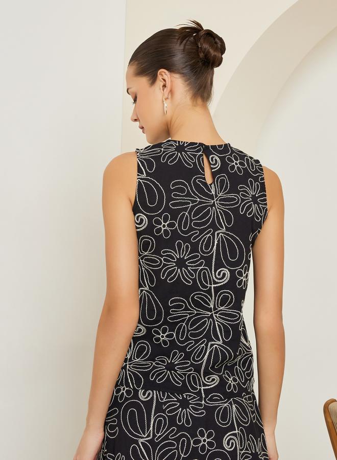 Styli Women Black Floral Embroidered Top - Image 5