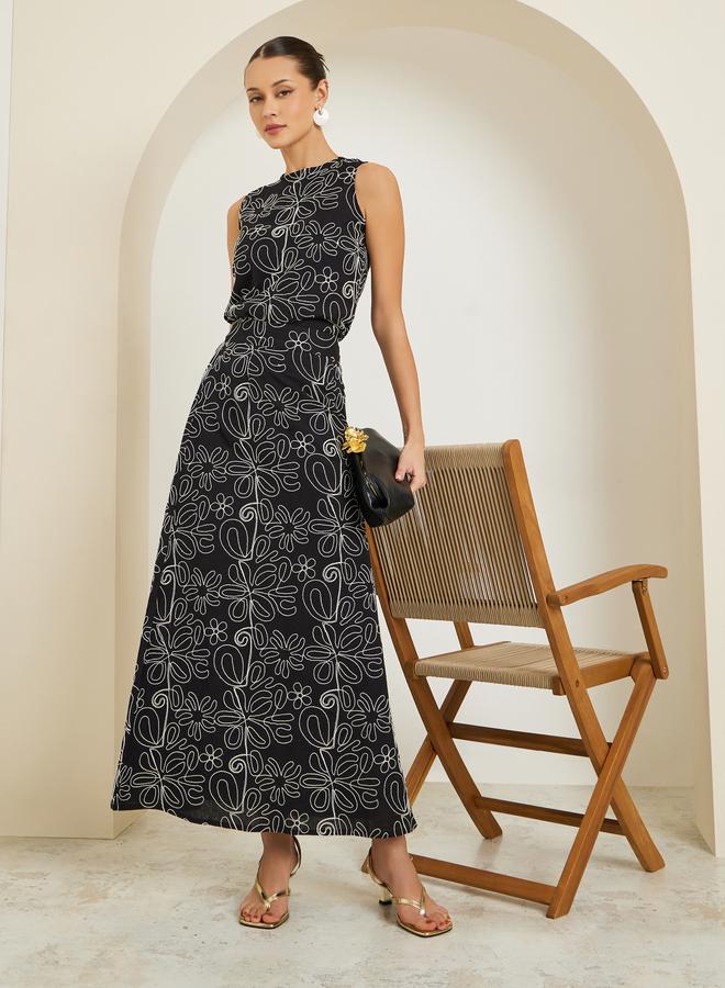Styli Women Black Floral Embroidered Top - Image 2