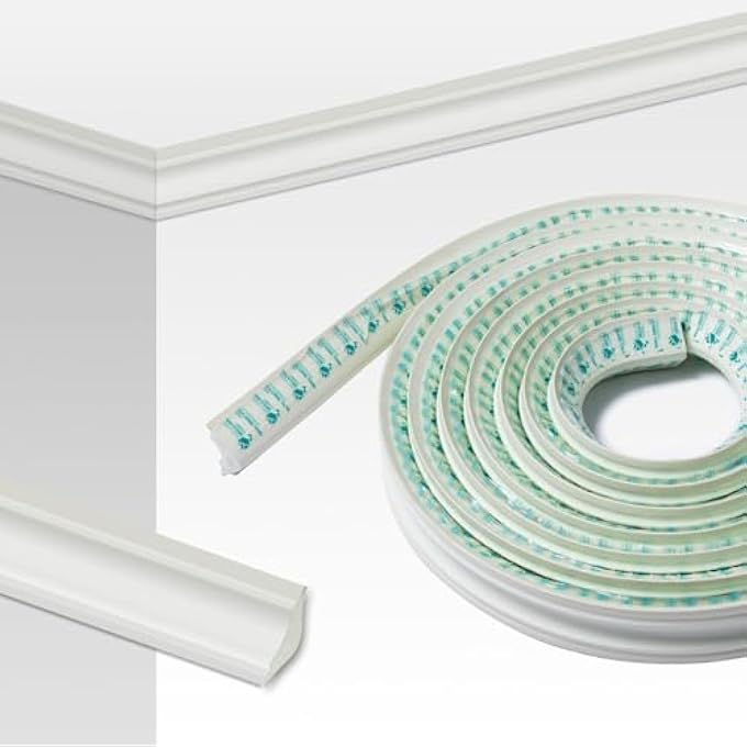 PEEL AND STICK CROWN MOLDING, 16FT (197") X 2" SELF-ADHESIVE CEILING TRIM, FLEXIBLE WALL & CEILING MOLDING FOR DIY HOME DECOR, EASY TO INSTALL NO TOOLS NEEDED (OFF-WHITE) - Image 2