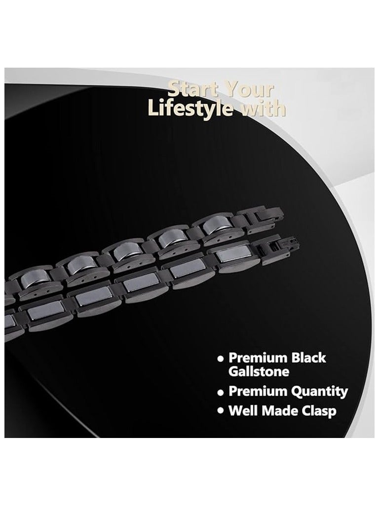 bebeFuture Men's Bracelet Relief Classic Black Stainless Steel Bracelets with Remove Tool - Image 3