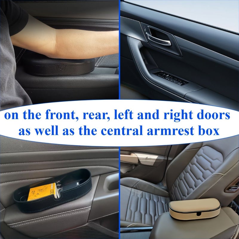 Beige Universal Car Door Armrest Box ABS Material Liftable Elbow Support Storage Box For Left And Right Car Doors Seat Armrest Height Increase Cushion Without Lights - Image 2