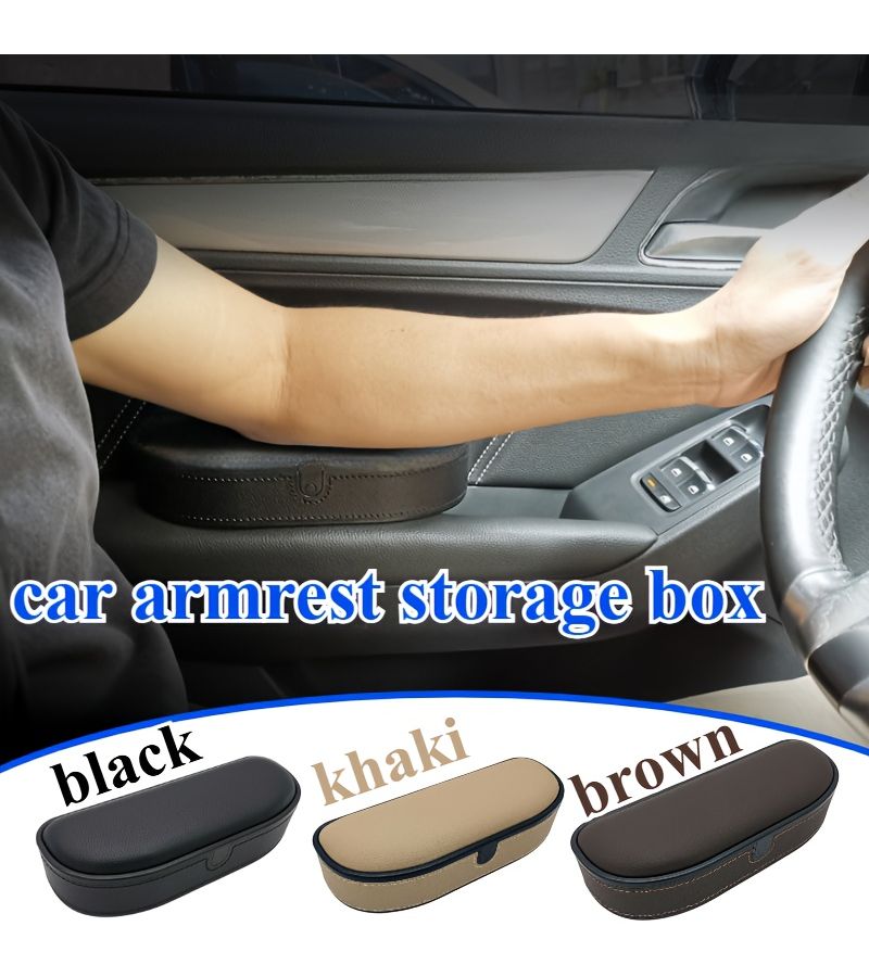 Beige Universal Car Door Armrest Box ABS Material Liftable Elbow Support Storage Box For Left And Right Car Doors Seat Armrest Height Increase Cushion Without Lights - Image 1