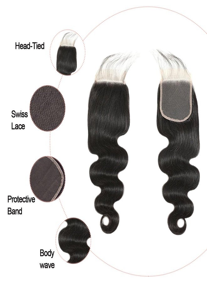 Ding Dian Body Wave Bundles with Closure Human Hair 12 12 12 14 14 with 10 Inch 4x4 HD Lace Closure 12A Raw 100% Virgin Human Hair Extensions Body Wave 5 Bundles and Closure Quick Weave Bundle for Women - Image 2