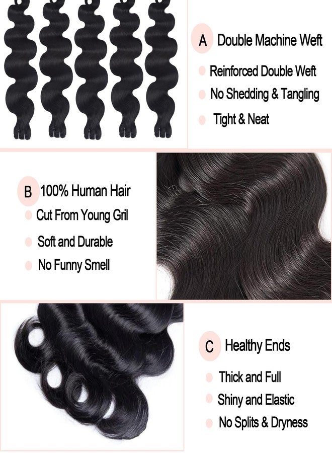 Ding Dian Body Wave Bundles with Closure Human Hair 12 12 12 14 14 with 10 Inch 4x4 HD Lace Closure 12A Raw 100% Virgin Human Hair Extensions Body Wave 5 Bundles and Closure Quick Weave Bundle for Women - Image 5