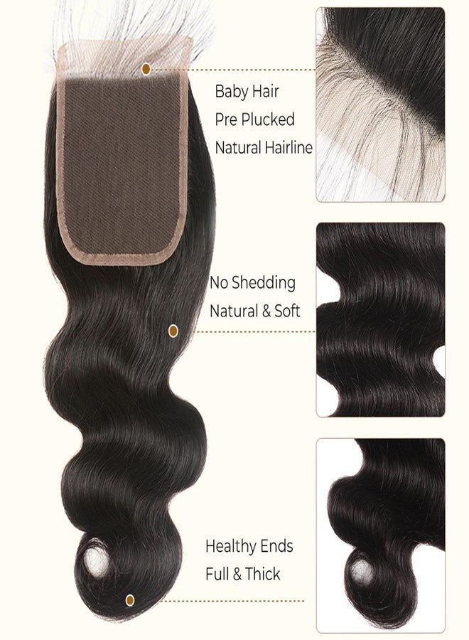 Ding Dian Body Wave Bundles with Closure Human Hair 12 12 12 14 14 with 10 Inch 4x4 HD Lace Closure 12A Raw 100% Virgin Human Hair Extensions Body Wave 5 Bundles and Closure Quick Weave Bundle for Women - Image 4