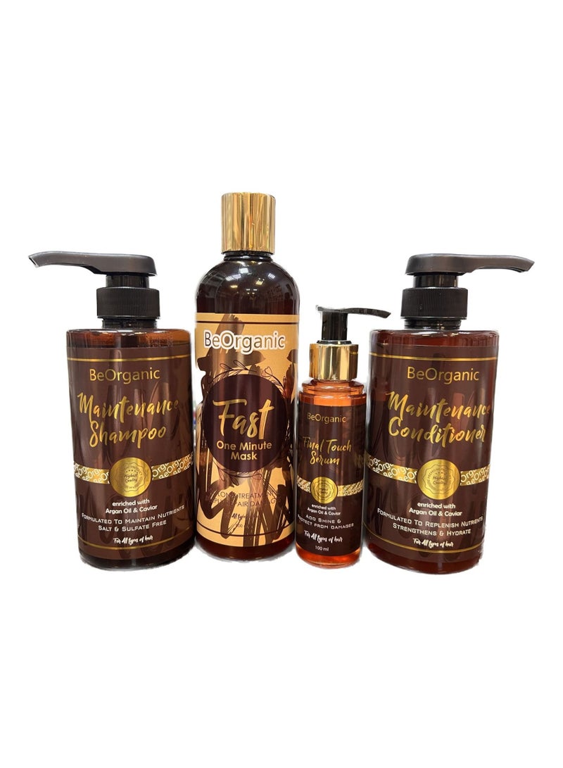 Beorganic set of shampoo, conditioner and mask in one minute and serum