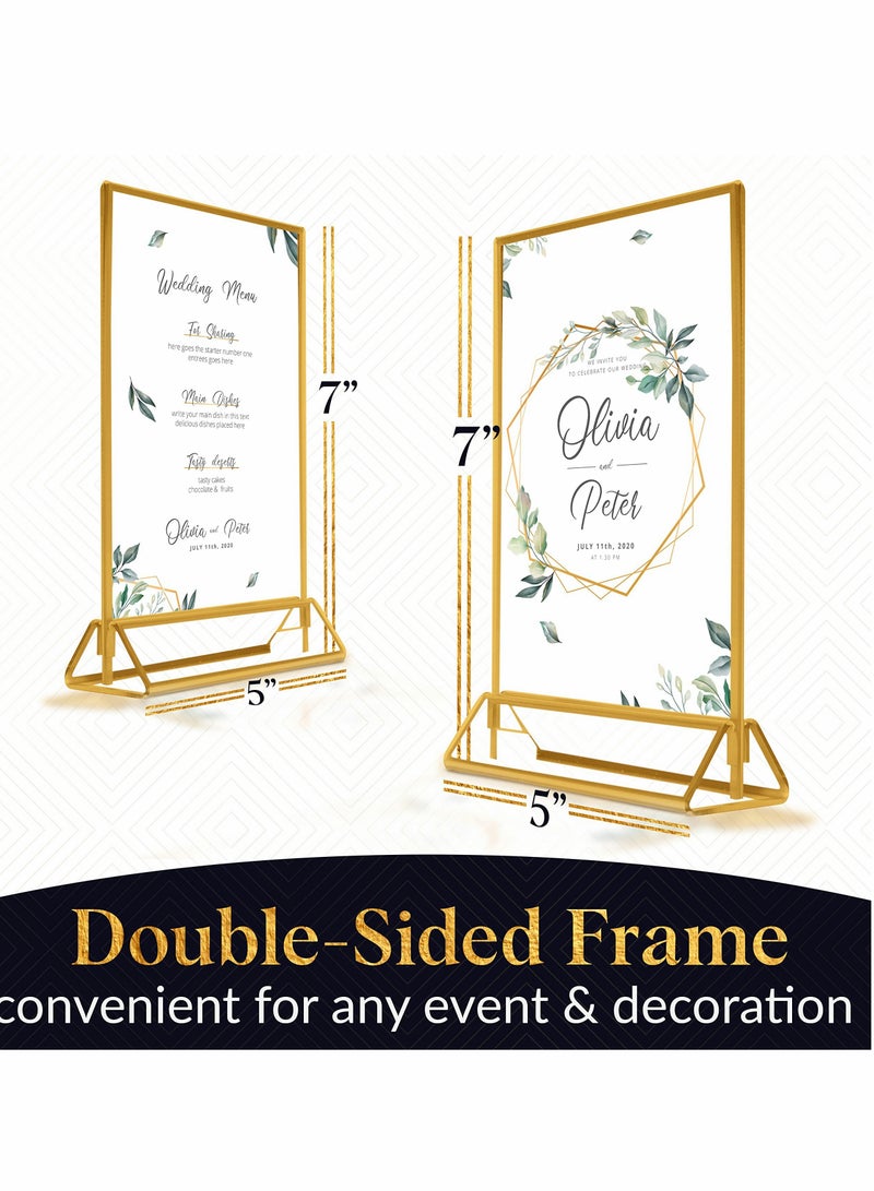 SOLARAE Clear Acrylic Frames Display Holder with Gold Borders and Vertical Stand,Double Sided Table Menu Holders Picture Frames for Wedding Table Numbers, Restaurant Signs,Photos Display-5x7 Inches,6Pack - Image 5