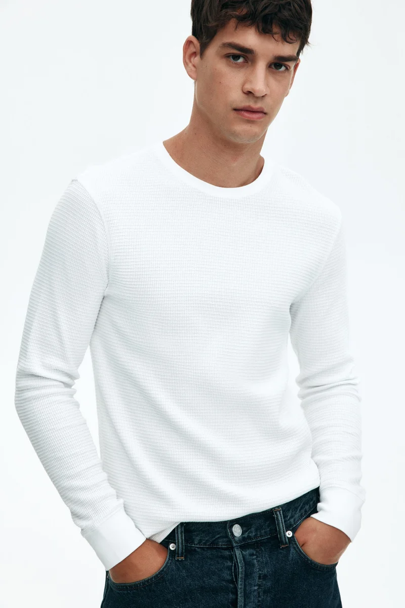 H&M Waffled jersey top