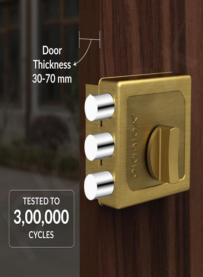 Plantex Heavy Duty Tri Bolt Keypad Lock with Key & Knob for Main Door/Suitable on Single Door for Home/Office/Hotel - Pack of 1 (Brass Antique) - Image 2