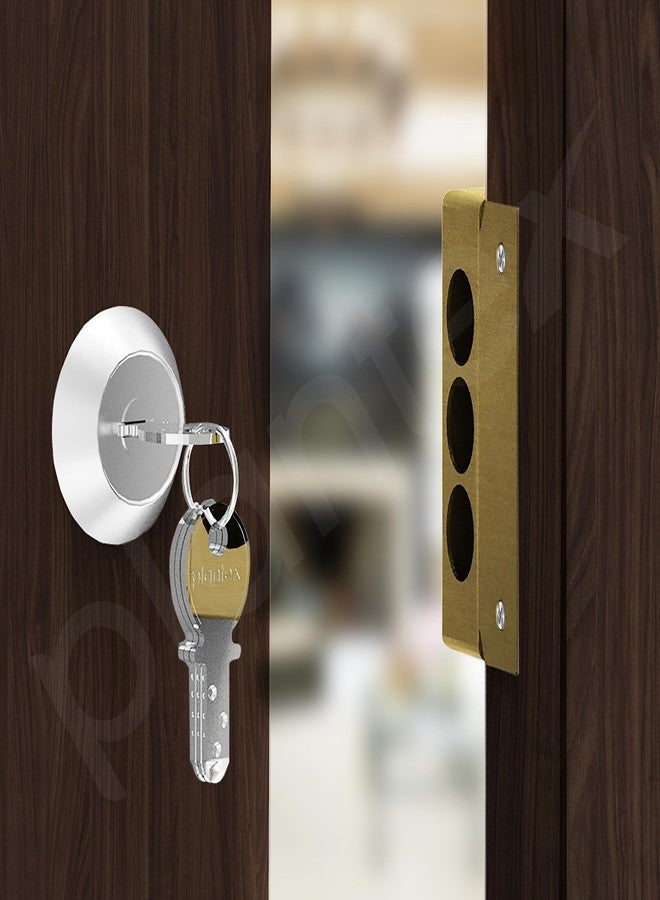 Plantex Heavy Duty Tri Bolt Keypad Lock with Key & Knob for Main Door/Suitable on Single Door for Home/Office/Hotel - Pack of 1 (Brass Antique) - Image 3