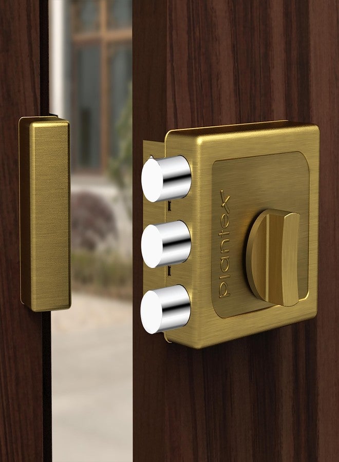 Plantex Heavy Duty Tri Bolt Keypad Lock with Key & Knob for Main Door/Suitable on Single Door for Home/Office/Hotel - Pack of 1 (Brass Antique) - Image 1