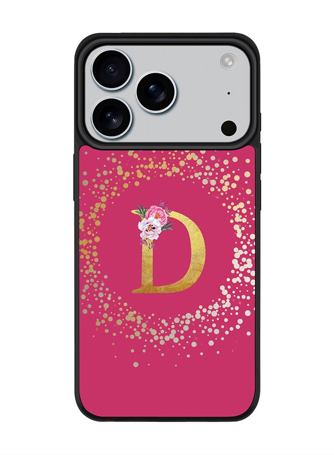 Stylizedd iPhone 17 Pro Case, [Compatible with MagSafe] Slim Magnetic cover Phone Case iPhone 17 Pro -Custom Monogram Floral - D ( Deep Pink ) - Image 1