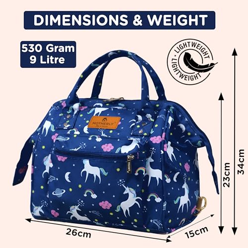 Motherly Nano Diaper Bag for Mothers for Travel– Combo Set with Accessories, Small Maternity Handbag for Newborn Baby,Mothers Travelling Bag,Multiple Pockets Water Resistant Baby Bag (Unicorn Blue) - Image 3