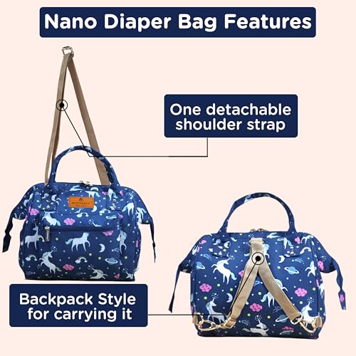 Motherly Nano Diaper Bag for Mothers for Travel– Combo Set with Accessories, Small Maternity Handbag for Newborn Baby,Mothers Travelling Bag,Multiple Pockets Water Resistant Baby Bag (Unicorn Blue) - Image 5