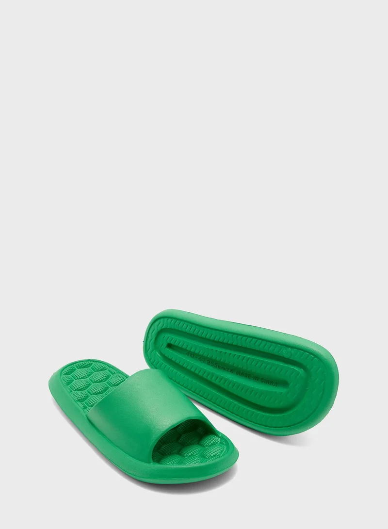 Ginger One Stap Slides With Quilt Sole