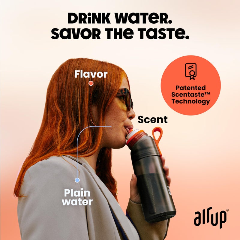 air up زجاجة ماء air up (22 أونصة) للمدرسة، الرياضة، الصالة الرياضية | تشمل 5 كبسولات عطرية وقشة | زجاجة بنكهة برتقالية - مناسبة أيضًا للأطفال، الأولاد، البنات | بدون سعرات حرارية، خالية من السكر ومناسبة للتكربون - Image 2