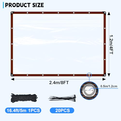 letesult 4x8 ft Clear Tarp Heavy Duty Waterproof Plastic Tarps with Grommets Clear Vinyl Tarps Thickened Transparent Tarpaulin for Patio Enclosure Roofs Gardening Chicken Coop Greenhouse Plant - Image 3