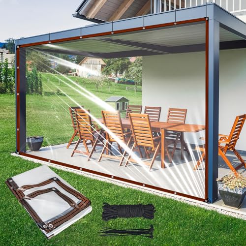 letesult 4x8 ft Clear Tarp Heavy Duty Waterproof Plastic Tarps with Grommets Clear Vinyl Tarps Thickened Transparent Tarpaulin for Patio Enclosure Roofs Gardening Chicken Coop Greenhouse Plant - Image 1