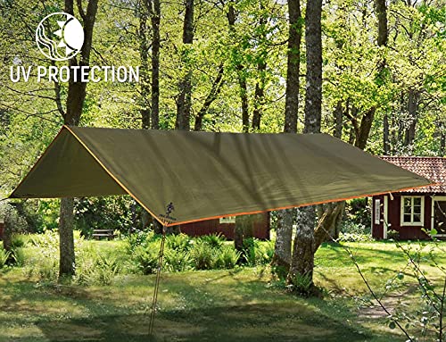 FREE SOLDIER Waterproof Portable Tarp Multifunctional Outdoor Camping Traveling Awning Backpacking Tarp Shelter Rain Tarp (Simplify Brown 10×10.5ft) - Image 3