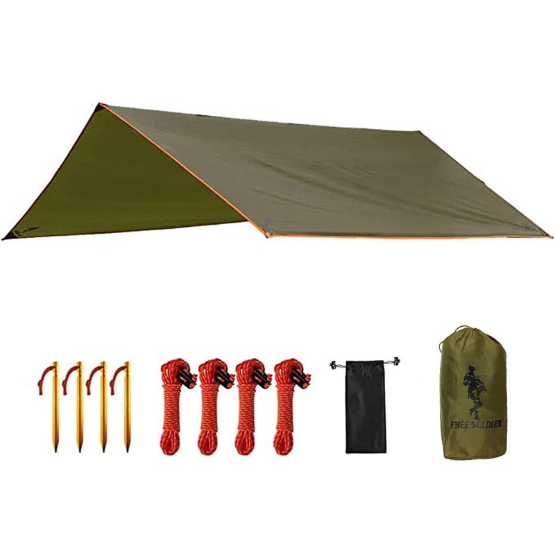 FREE SOLDIER Waterproof Portable Tarp Multifunctional Outdoor Camping Traveling Awning Backpacking Tarp Shelter Rain Tarp (Simplify Brown 10×10.5ft) - Image 1