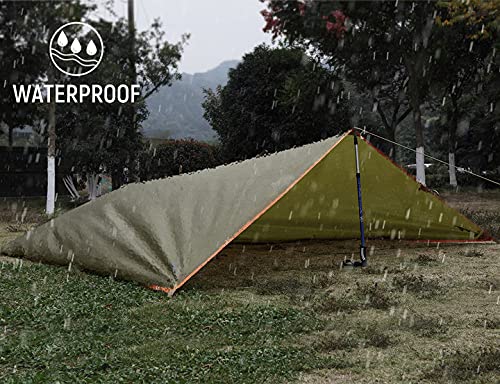 FREE SOLDIER Waterproof Portable Tarp Multifunctional Outdoor Camping Traveling Awning Backpacking Tarp Shelter Rain Tarp (Simplify Brown 10×10.5ft) - Image 4