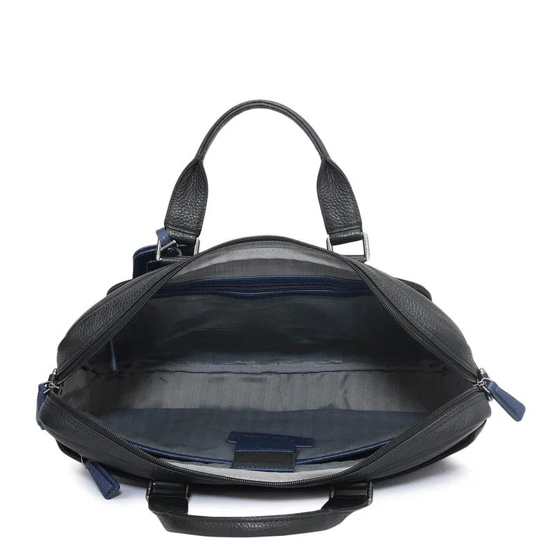 Da Milano black Wax Leather Laptop Bag - Black  | Best Price UAE