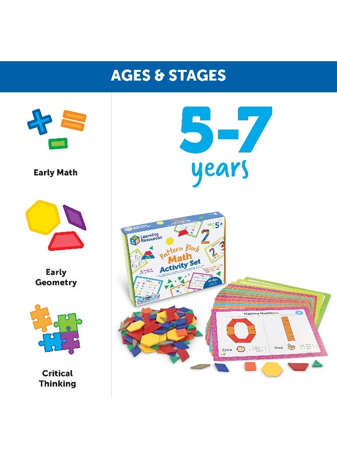 Learning Resources Pattern Block Math Activity Set, 124 Plastic Pattern Blocks, 20 Double-Sided Activity Cards, Hands-On Maths & Stem Learning, Ages 5+ - Image 5