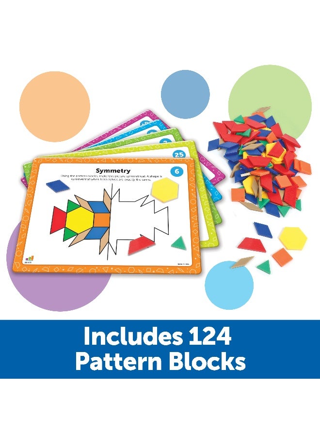 Learning Resources Pattern Block Math Activity Set, 124 Plastic Pattern Blocks, 20 Double-Sided Activity Cards, Hands-On Maths & Stem Learning, Ages 5+ - Image 2