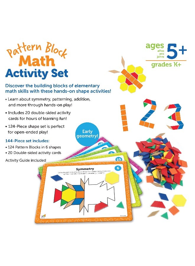 Learning Resources Pattern Block Math Activity Set, 124 Plastic Pattern Blocks, 20 Double-Sided Activity Cards, Hands-On Maths & Stem Learning, Ages 5+ - Image 4