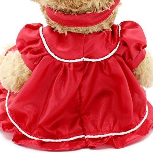 oits cute Oitscute Small Baby Teddy Bear with Cloth Cute Stuffed Animal Soft Plush Toy 10" (Red lace Dress) - Image 5