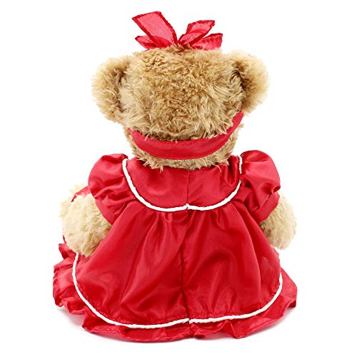 oits cute Oitscute Small Baby Teddy Bear with Cloth Cute Stuffed Animal Soft Plush Toy 10" (Red lace Dress) - Image 3