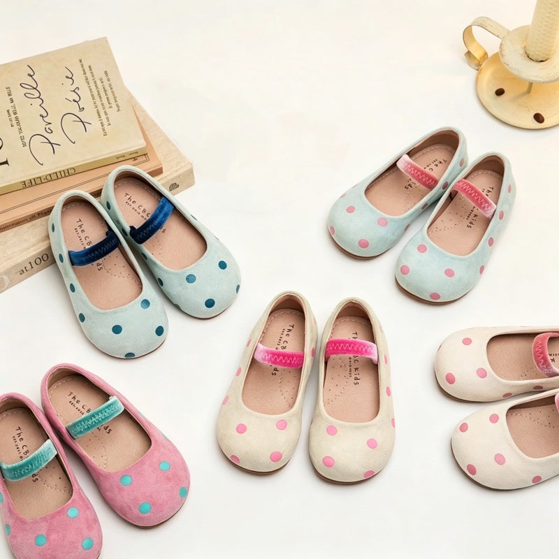 Girls'' Leather Shoes 2026 Spring and Autumn New Ballet Round-Toe Flats Princess Shoes Dopamine Polka Dot - Image 3