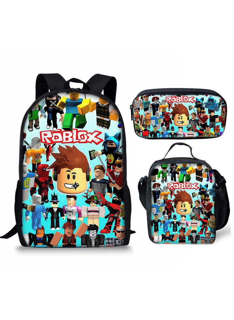 3 Pcs Set Roblox Bags Backpack School Bag Lunch Bag Pencil Case Anime Backpack Gaming Peripherals  - Image 1