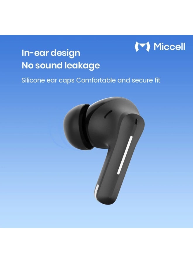 ميكسل سماعات أذن داخلية لاسلكية Miccell BH116B TWS مع خاصية إلغاء الضوضاء النشط والبيئي - أسود - Image 1