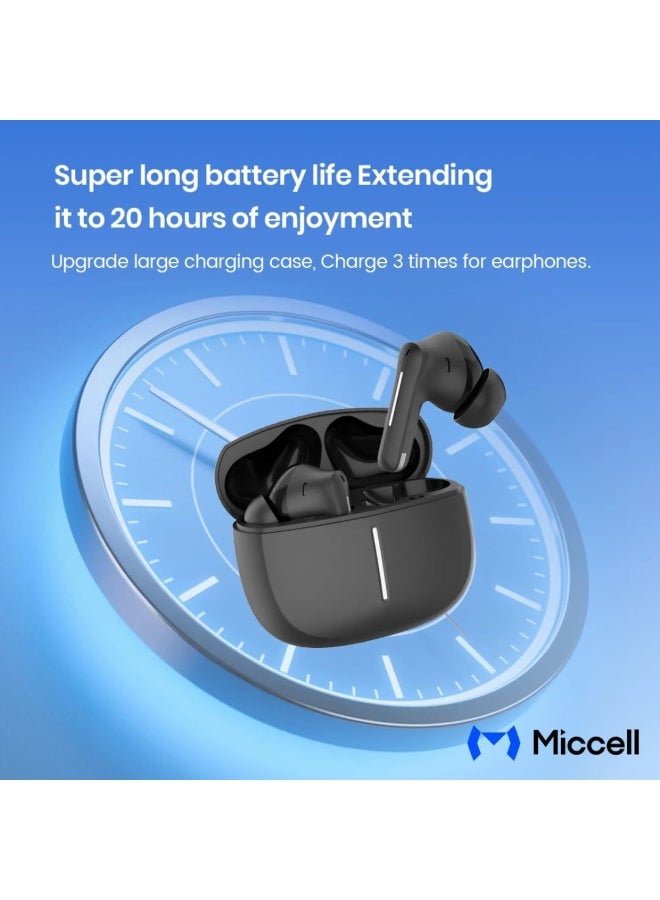 ميكسل سماعات أذن داخلية لاسلكية Miccell BH116B TWS مع خاصية إلغاء الضوضاء النشط والبيئي - أسود - Image 2