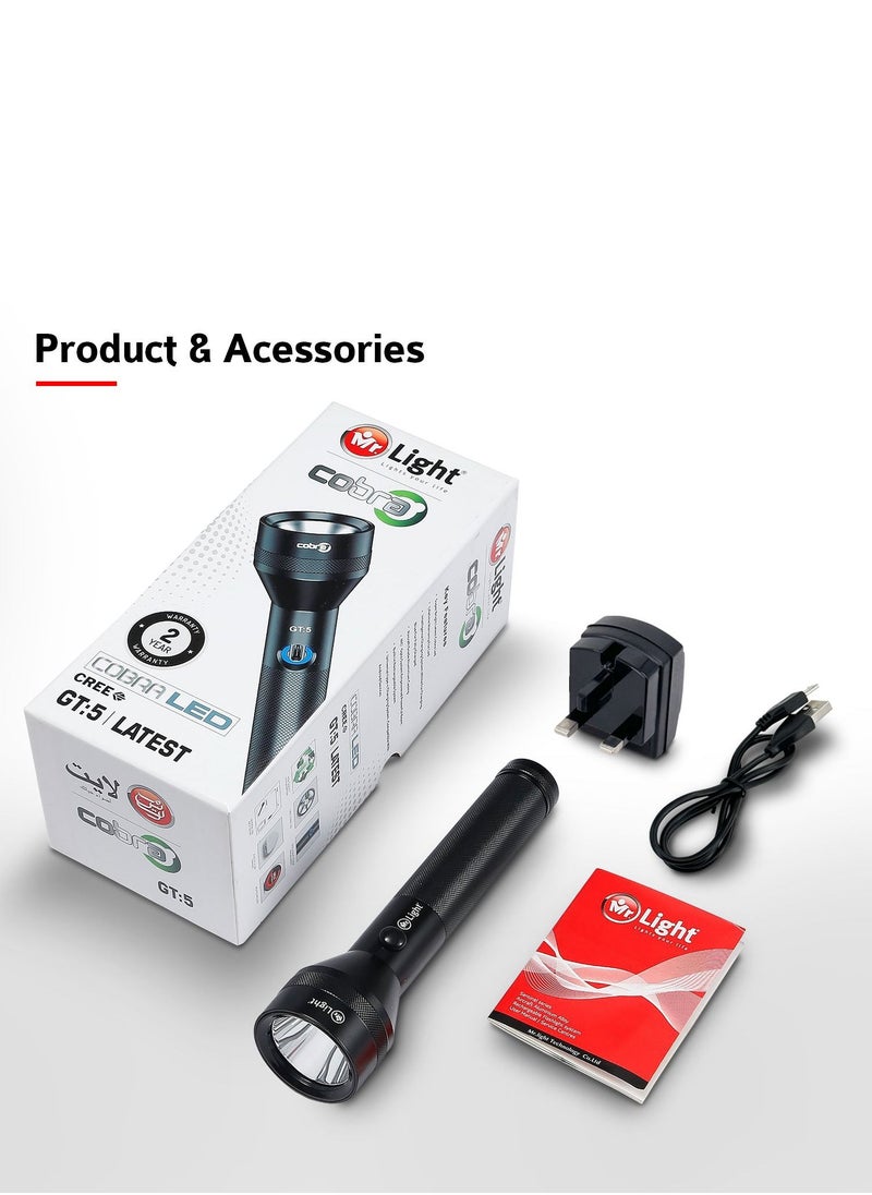 مستر لايت - سوبر برايت أحدث مصباح يدوي LED نظام شحن USB شعاع قوي بطارية عالية الجودة 4 ساعات وقت العمل - Image 1