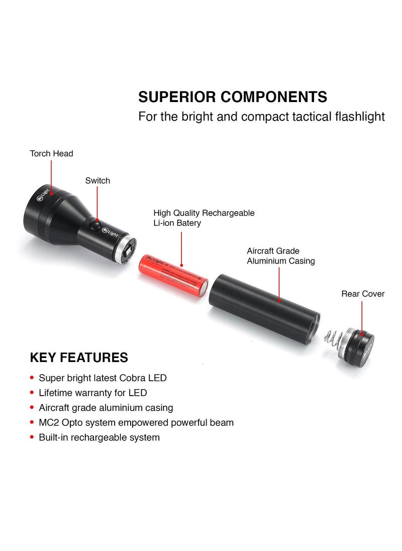 مستر لايت - سوبر برايت أحدث مصباح يدوي LED نظام شحن USB شعاع قوي بطارية عالية الجودة 4 ساعات وقت العمل - Image 1