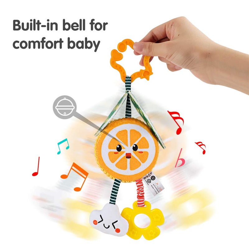 TUMAMA Baby Toys for 3 6 9 12 Months,Hanging Fruit Rattles Avocado,Banana,Orange and Strawberry,Stroller Mobile Toys,Plush Soft Rattles for Boys,Girls Christmas Gifts,4 Pack - Image 5