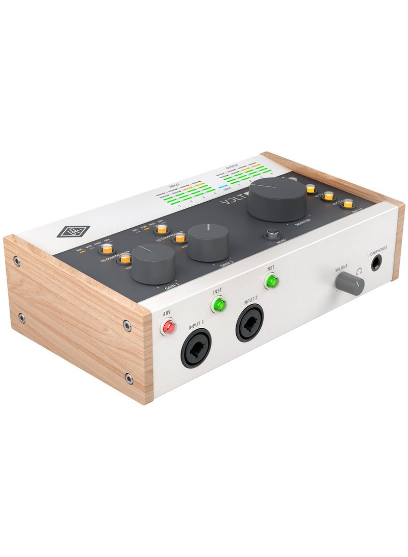 Universal Audio 4-in/4-out USB-C Audio Interface with 2 Preamps with Vintage Preamp Mode, 24-bit/192kHz AD/DA, Built-in 1176-style FET Compressor, MIDI I/O, 300ohm Headphone Amp, and Software Bundle - Mac/PC/iOS - Image 1