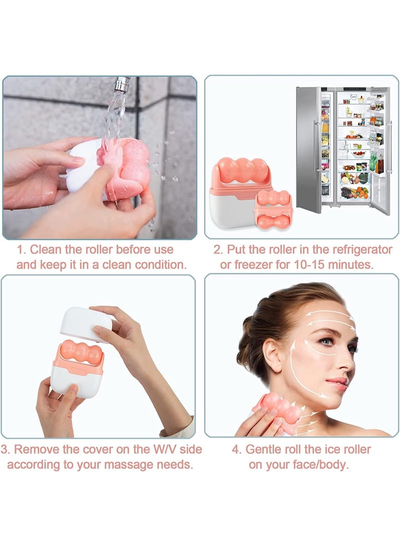 بكرة الثلج للوجه والعينين والانتفاخات، بكرة الجسم 2 في 1 لتخفيف الآلام والإصابات البسيطة والدورة الدموية وأداة تدليك الوجه والعناية بالبشرة -وردي- 253 - Image 5