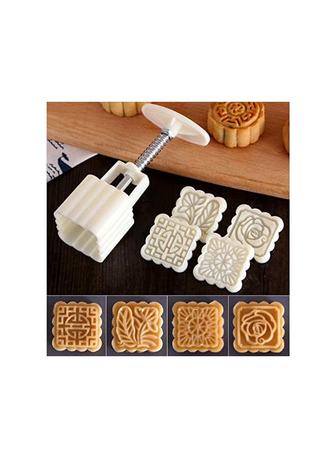 Raxoom Cookie Cutter Press Flower Moon Cake Mold with Set 6 Pcs Pattern Baking Accessories for Pastry Mold Bakware - Muffin Fondant - Cupcake Dessert - Eid & Mid-Autumn Festival - Square Shape - Image 2