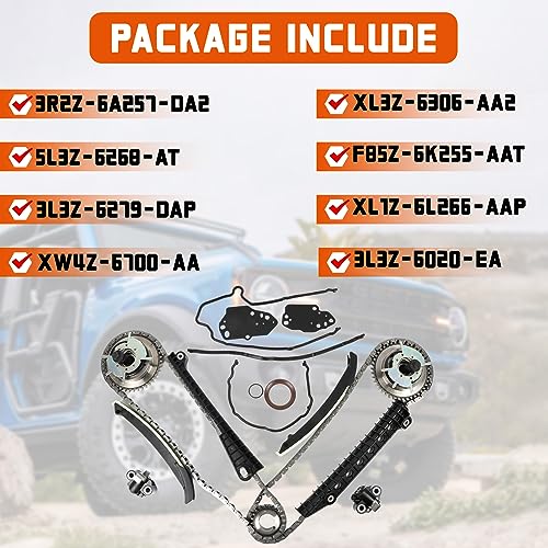 DAYSYORE 5.4L Engine Timing Chain Kit - Camshaft Phaser Repair Kit Fits for Ford 2004-2013 Expedition F150 F250 F350 Super, for Lincoln Mark Navigator Triton 5.4L 3V Engine Timing Chain Set - Image 2