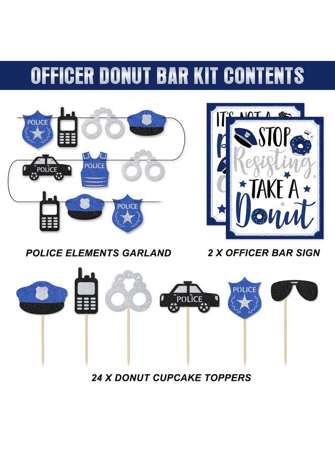 Levfla Officer Donut Bar Decoration Kit Police Banner Party Until The Cops Shown Up Table Sign Doughnut Dessert Food Topper For Graduation Birthday Retirement Anniversary Party Favor Ideas Supplies 27Pcs - Image 3