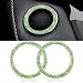 WINKA 2pcs Bling Car Engine Start Button Cover Diamond Crystal Push Start Stop Button Ring Sparkly Bling Ignition Button Cover Rhinestone Keyless Ignition Ring Universal Car Accessories Light Green - Image 2