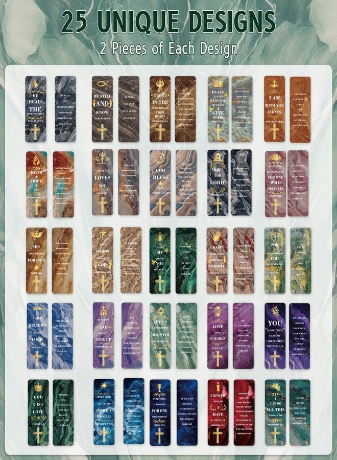 وسيكس مجموعة من 100 فاصل كتاب بآيات من الكتاب المقدس، 25 فاصل كتاب ملهم بتصاميم متنوعة، فواصل كتب دينية للنساء والرجال، هدايا مسيحية لمحبي القراءة للكنيسة - Image 3