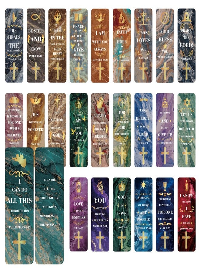 وسيكس مجموعة من 100 فاصل كتاب بآيات من الكتاب المقدس، 25 فاصل كتاب ملهم بتصاميم متنوعة، فواصل كتب دينية للنساء والرجال، هدايا مسيحية لمحبي القراءة للكنيسة - Image 1