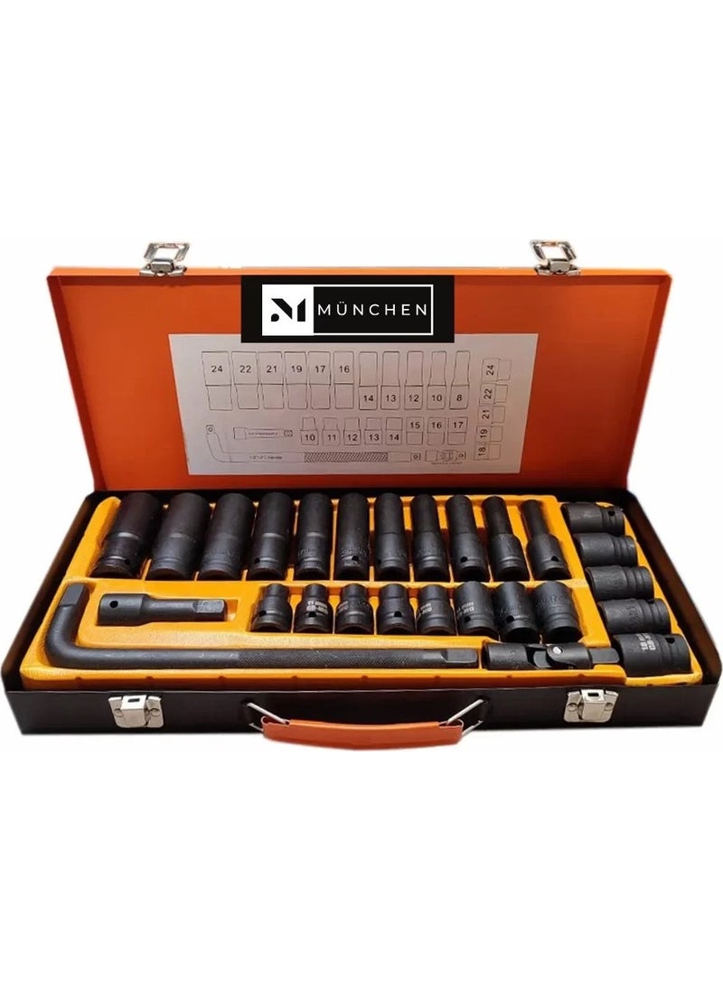 München - 27 Piece Air Impact Long-Short Socket Set - Image 1