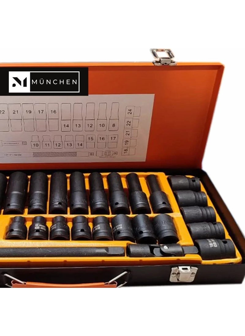 München - 27 Piece Air Impact Long-Short Socket Set - Image 1