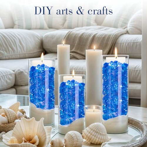 DomeStar Navy Blue Fake Ice Rocks, 150PCS Acrylic Gems Crystals Plastic Diamonds Centerpiece for Vase Fillers DIY Craft Wedding Party Table Scatter Aquarium Tank Cobalt Blue Decorations - Image 5